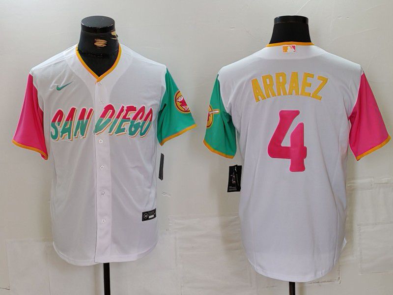 Men San Diego Padres #4 Arraez White City Edition Game Nike 2024 MLB Jersey style 1->->MLB Jersey